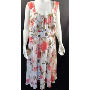 Spring floral dress 22W empire waist swishy lined classy event date night party